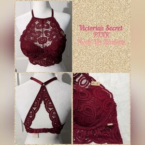 Victoria's Secret PINK, Lace, High Neck, Halter, Push Up Bralette, Size XS
